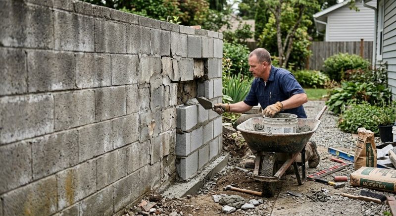 Cinder Block Wall Repair in Moore, SC
