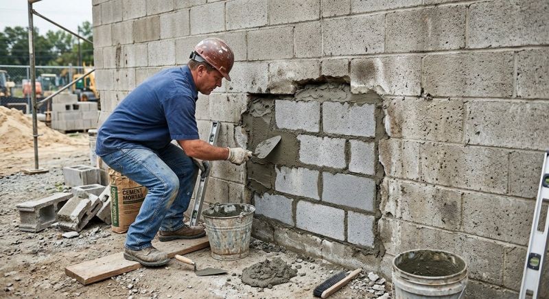 Cinder Block Wall Repair in Spartanburg County, SC